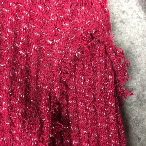 Juicy Couture Top M Long Sleeve Swing Waffle Knit Embellished Bling Raw Edge Red - Picture 4 of 12